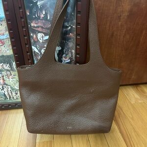 Cuyana Brown Pebbled Leather Tote